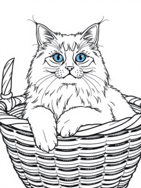 ragdoll cat basket coloring page