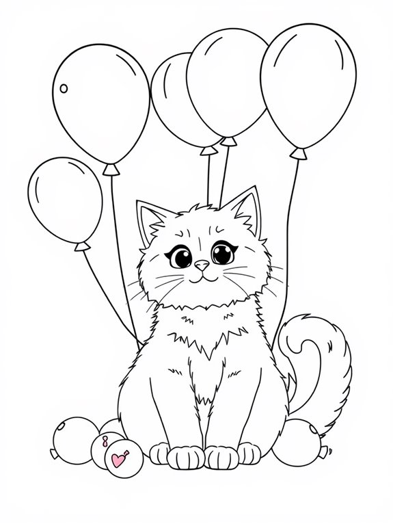 ragdoll cat with balloons