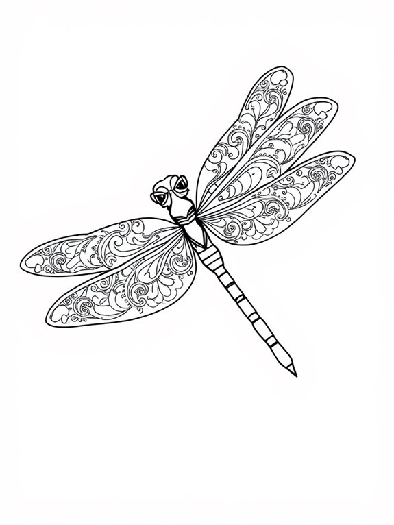 rainbow winged dragonfly illustration