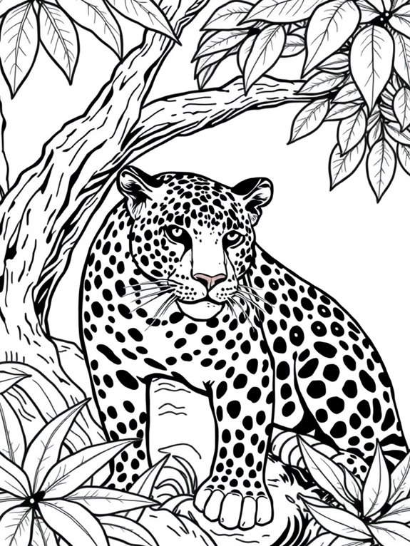 realistic jaguar coloring page