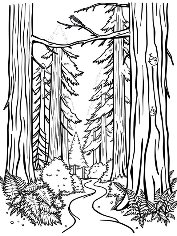 redwood forest coloring page