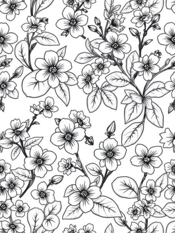 repeating primrose coloring pattern