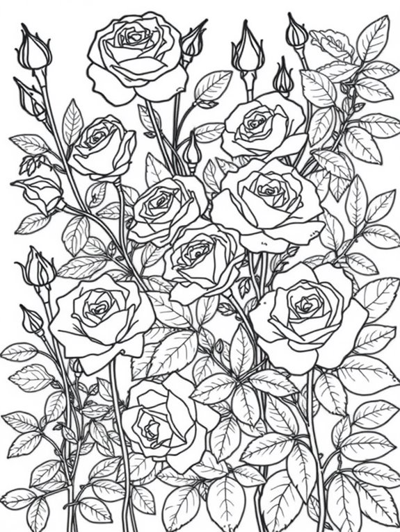 rose coloring page design