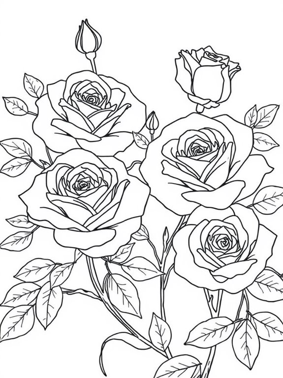 roses coloring page design