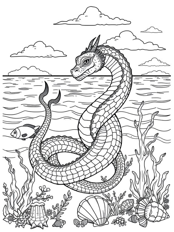 sea serpent coloring page