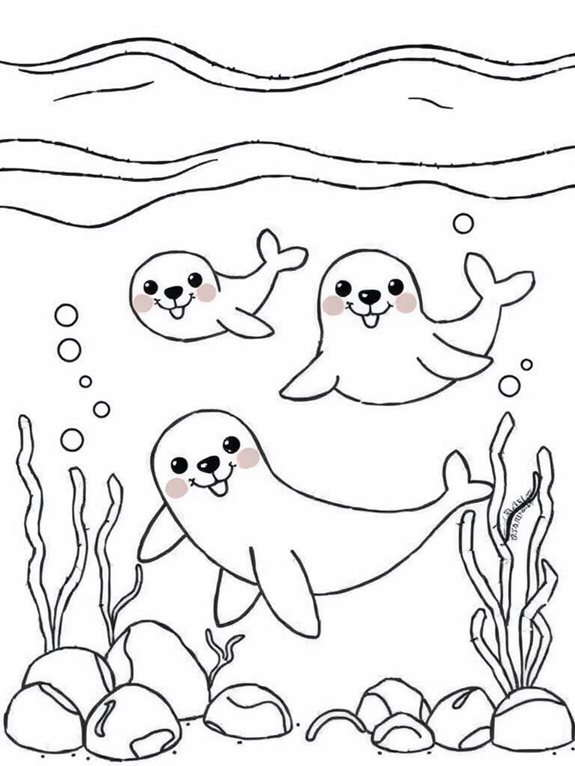 seals in underwater scene