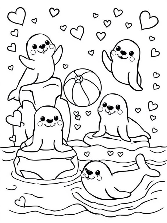 seals with hearts and stars