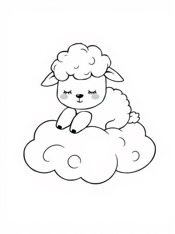 sheep relaxing on cloud