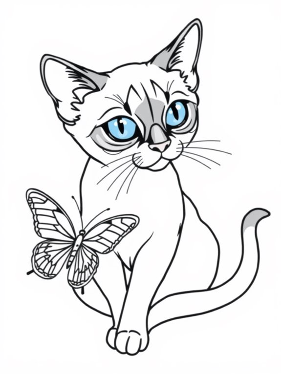 siamese cat and butterfly