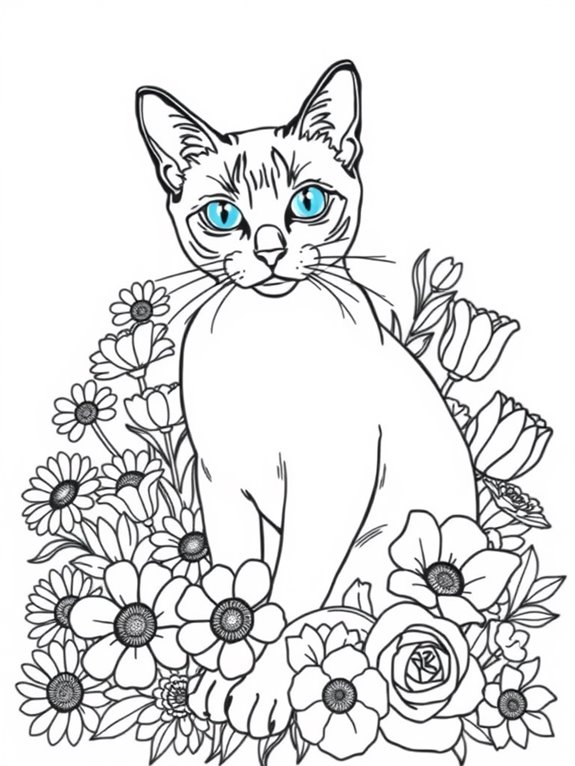 siamese cat floral design