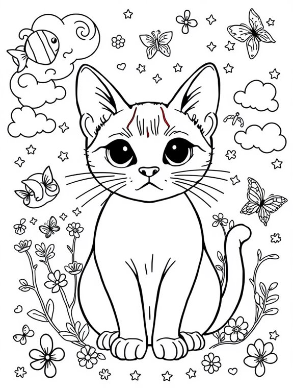 siamese cat whimsical coloring