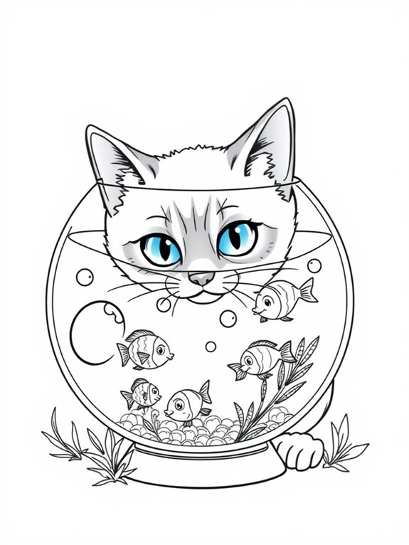 siamese cat with fishbowl