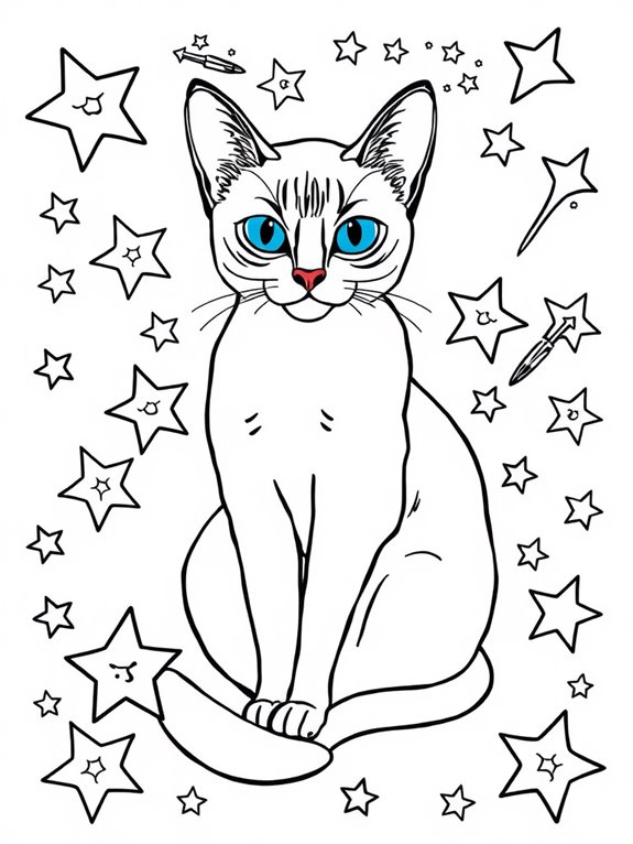 siamese cat with stars