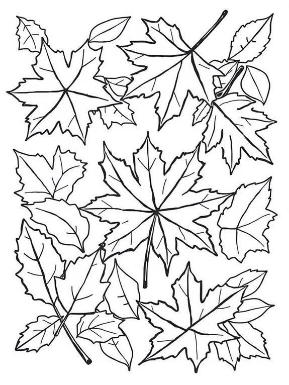 simple autumn leaves outline