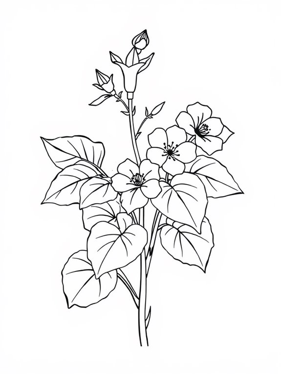 simple begonias coloring page