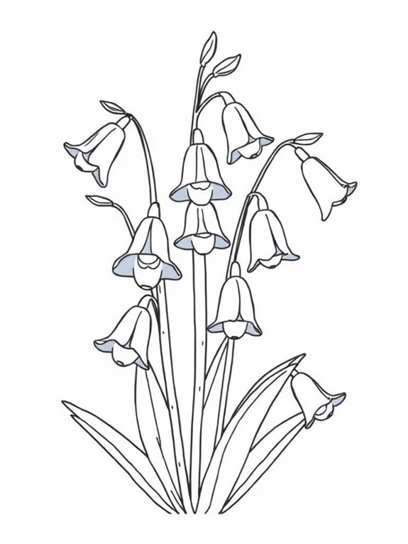 simple bluebells line art