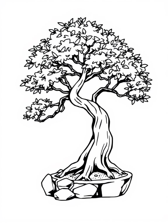 simple bonsai tree outline