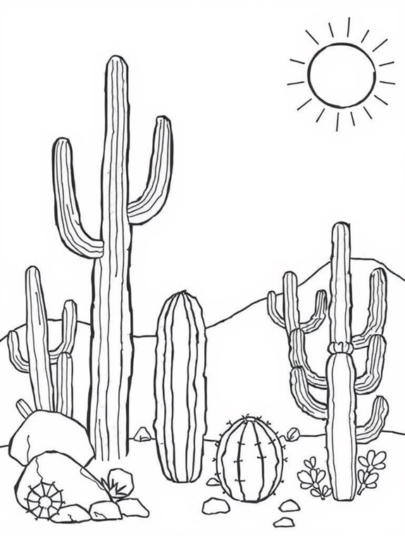 simple cactus coloring page