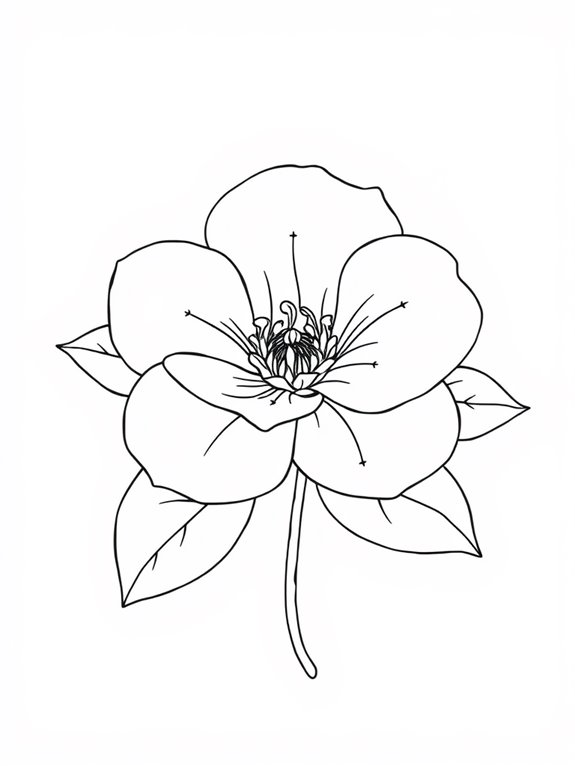 simple camellia coloring page