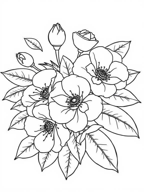 simple camellia coloring page