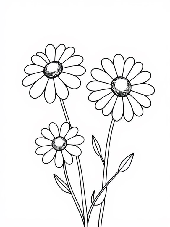 simple chamomile flower outlines