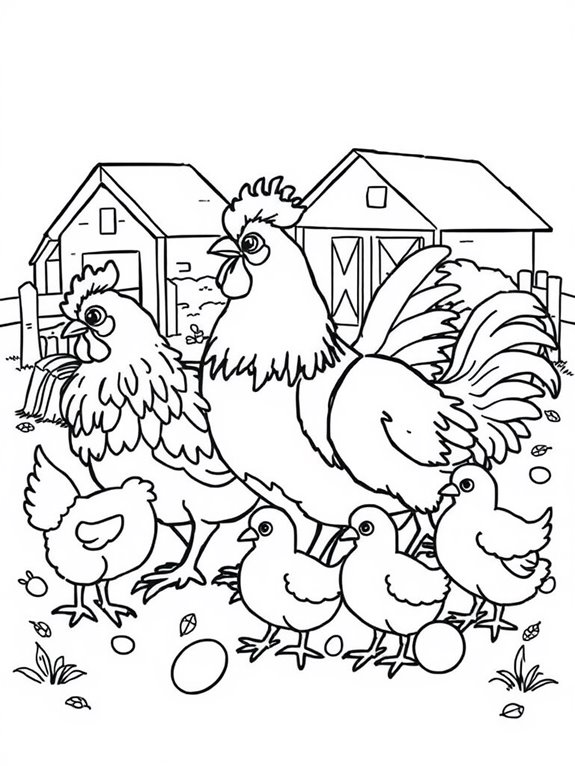 simple chicken coloring outlines