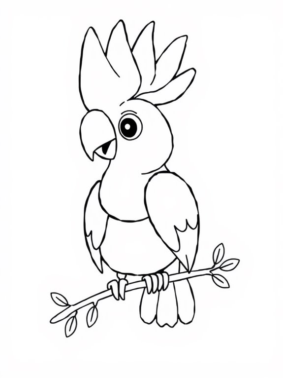 simple cockatoo coloring page