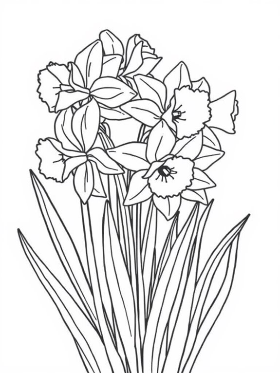 simple daffodils coloring page