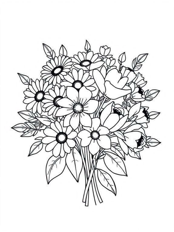 simple flower bouquet coloring