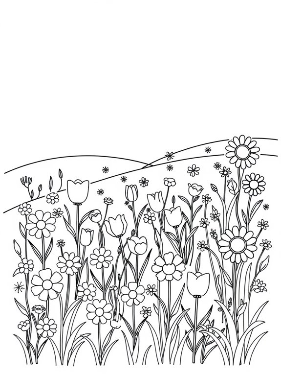 simple flower field coloring