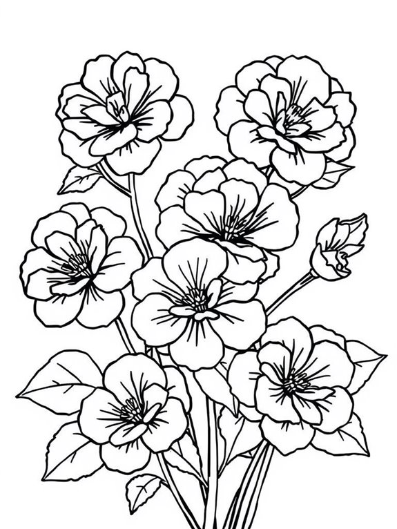 simple geraniums coloring page