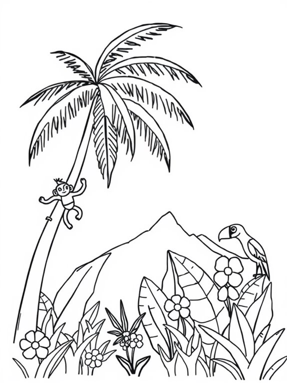 simple jungle coloring page