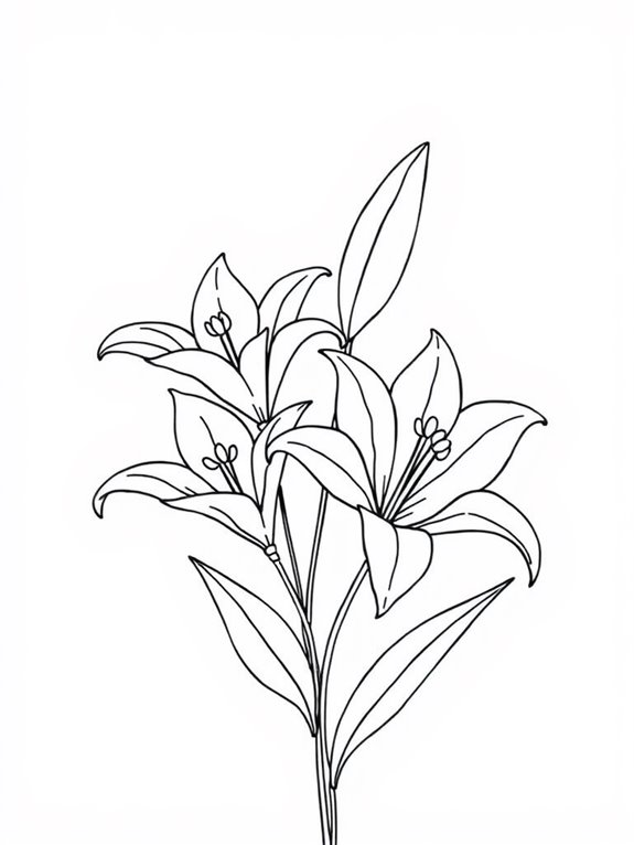 simple lilies coloring page