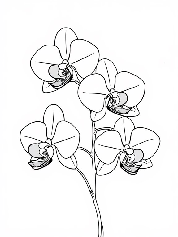 simple orchid coloring page