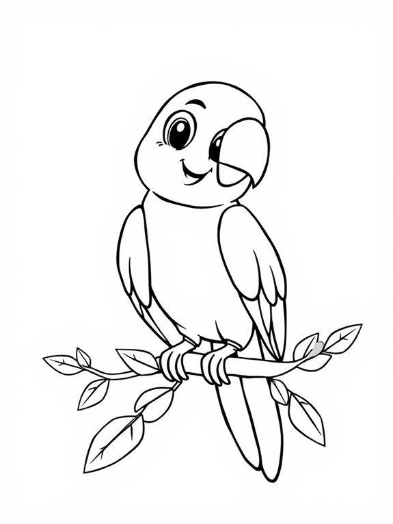 simple outline of parrots