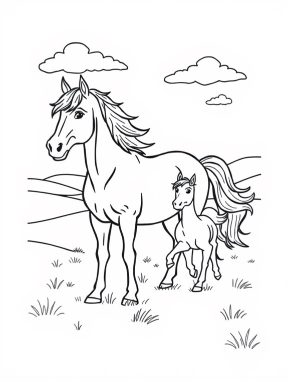 simple outlines of horses