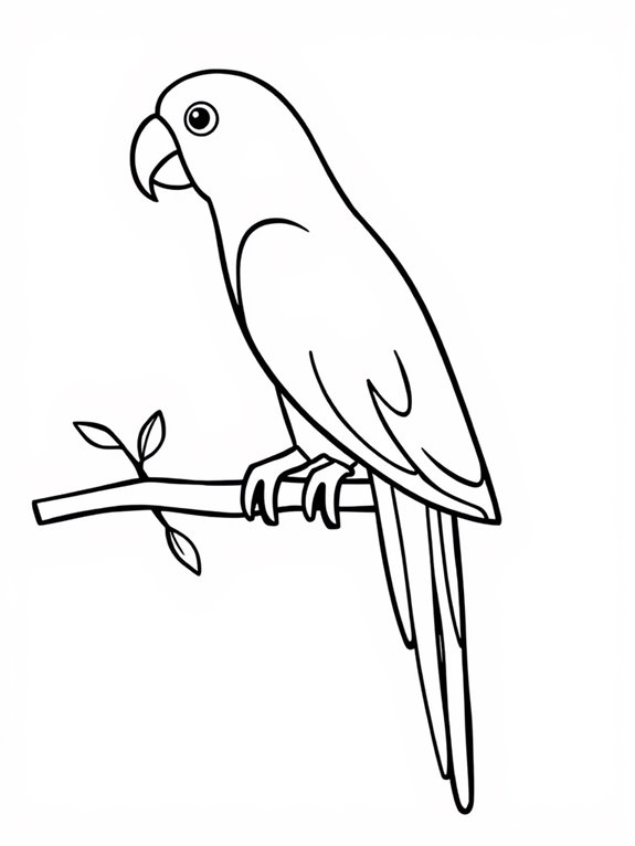 simple parrot coloring page