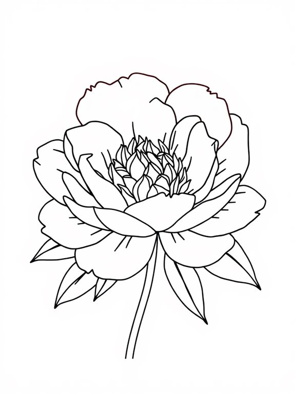 simple peonies coloring page