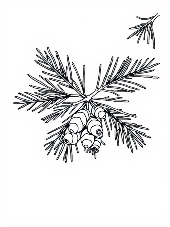 simple pine leaves coloring page