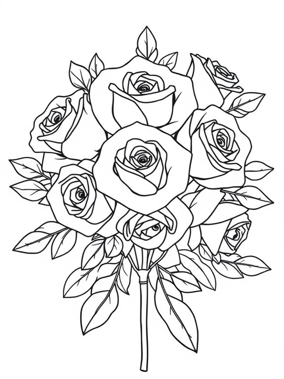 simple rose outline drawing