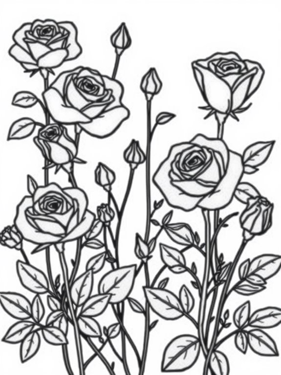 simple roses coloring page