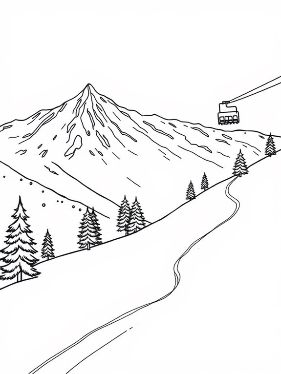 ski slope coloring page