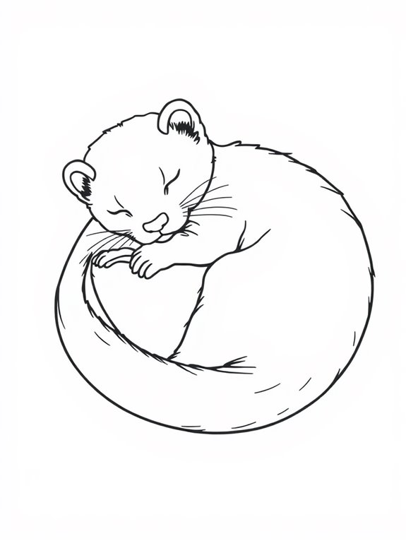 sleeping curled ferret outline