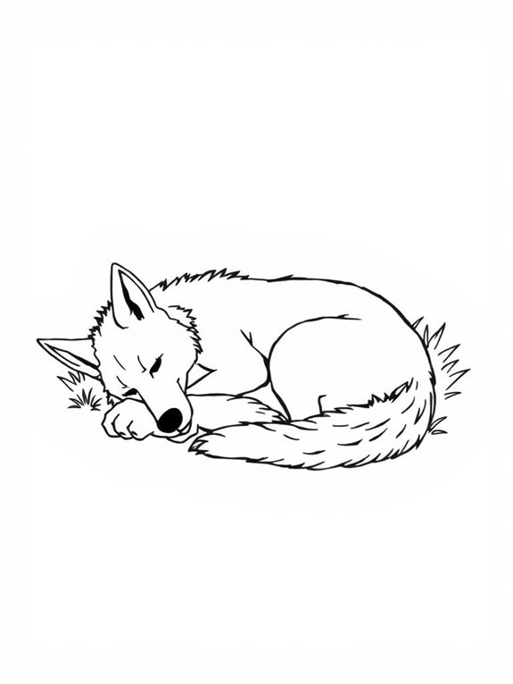 sleeping dingo coloring page