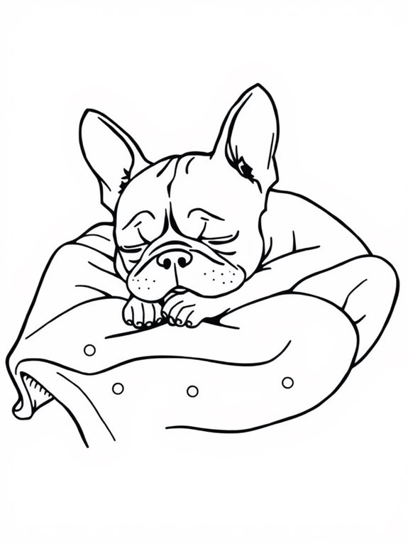 sleeping french bulldog illustration