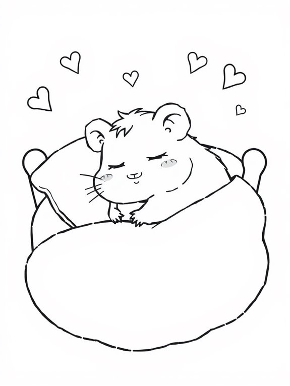 sleeping hamster coloring page