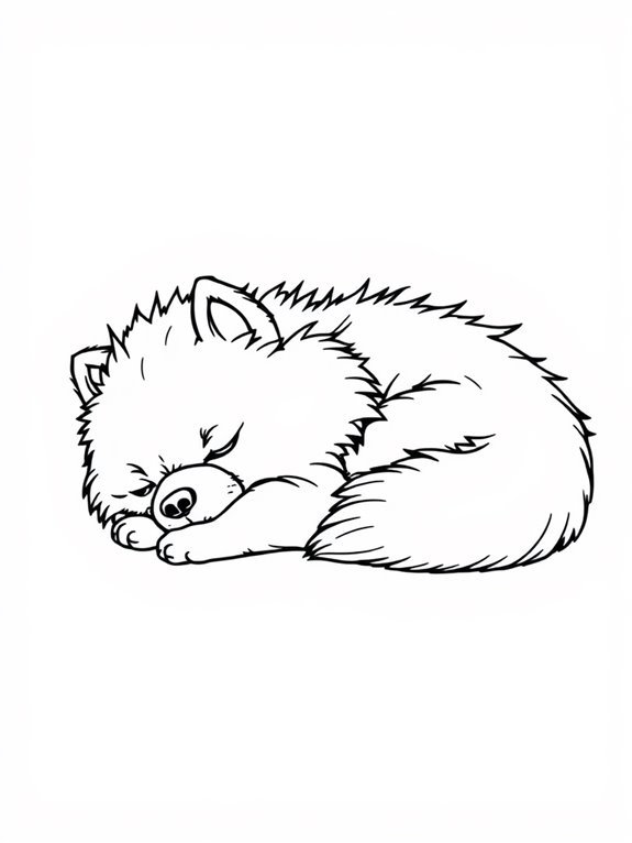 sleeping pomeranian coloring page