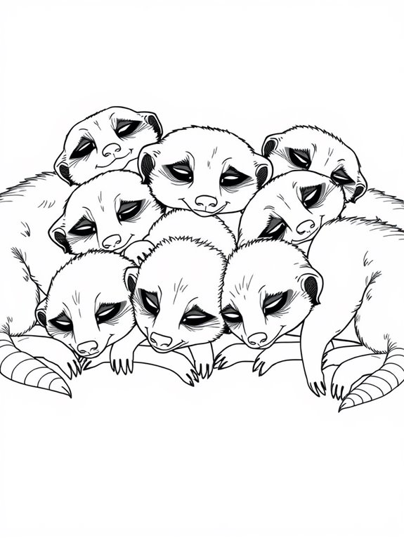 sleepy meerkats coloring page