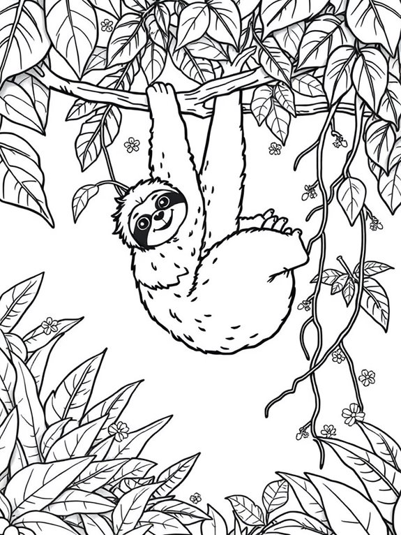 sloth in rainforest scene