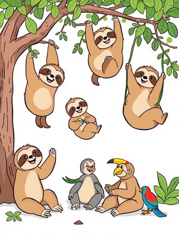 sloths enjoy playful colors